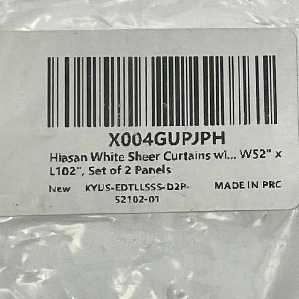 Hiasan White Sheer Curtains 52‎ x 102 Grommet Top Set of 2 Panels